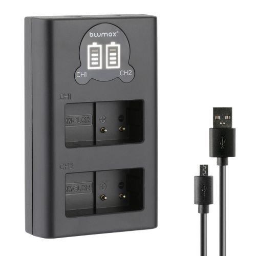 Зарядно за 2 батерии Panasonic DMW-BLC12 с LCD дисплей - 8.4V