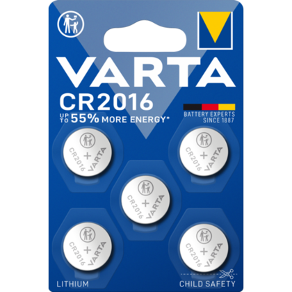 Литиеви батерии CR2016 Varta CR2016 - 3V - 5 броя
