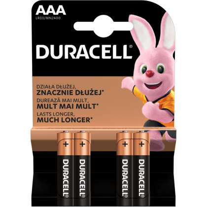 Алкални батерии ААА Duracell Basic MN2400 AAA - 4 броя
