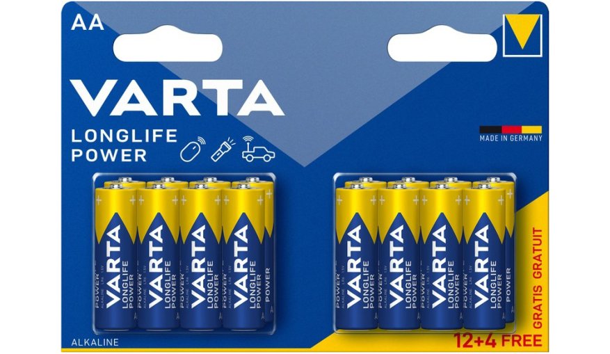Алкални батерии АА Varta Longlife Power AA  - 16 броя